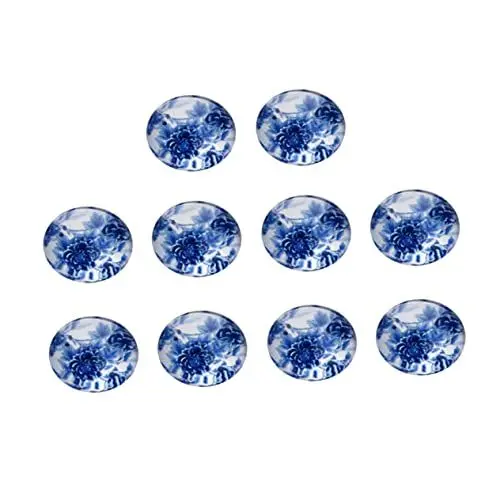 Produktbild: STOBOK 30St Achat Cabochon Anhänger mit flachem Rücken Kreisperlen natürliche Edelsteinperlen edelsteine Schmuck DIY Anhänger Charms blau-weißes Dekor Jahrgang Korn Tablett Glas