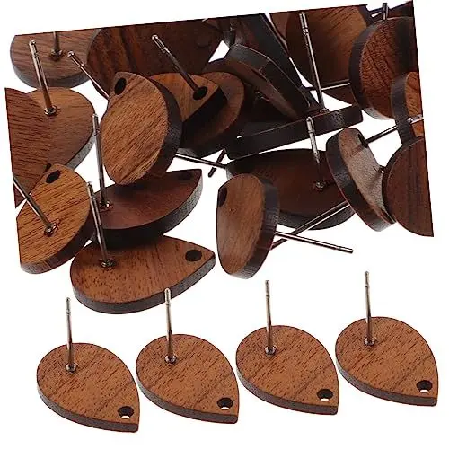 Produktbild: STOBOK 30St Geometrische Ohrstecker aus Holz personalisierte Schmuckstücke Modeschmuck Ohrringe DIY Schmuckzubehör Ohrring baumeln hölzern Ohrakupunktur Südkorea Flache Säule Fräulein