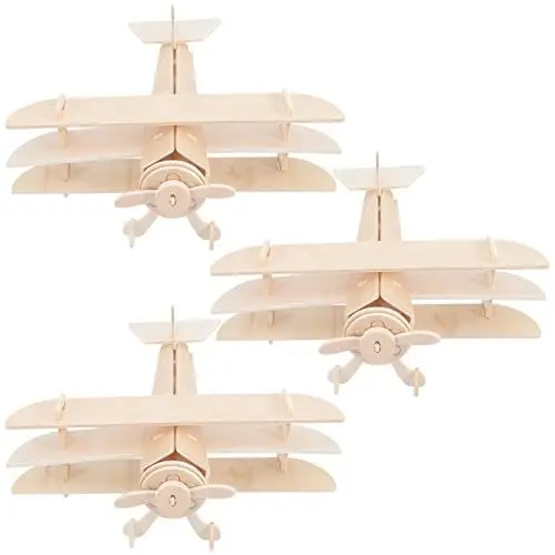 Produktbild: STOBOK 3Er-Pack Diy-Bastelflugzeuge Aus Holz Mini-Flugzeuge Zum Bemalen Bastelsets Aus Holzflugzeugen 3D-Flugzeugset Für Kinder-Basteldekorprojekte In Der Schule