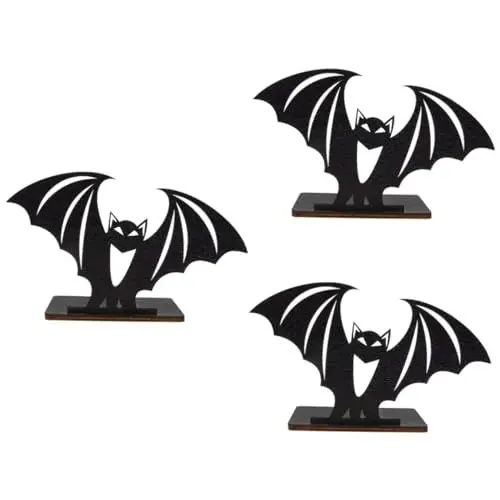Produktbild: STOBOK 3St Halloween-Kerzenhalter Halloween-Glas Halloween-Figuren Ecke Holz Tischdekoration Halloween Projektionsdeko kerzenständer Halloween-Party-Handwerk Tafelaufsatz aus Holz Black