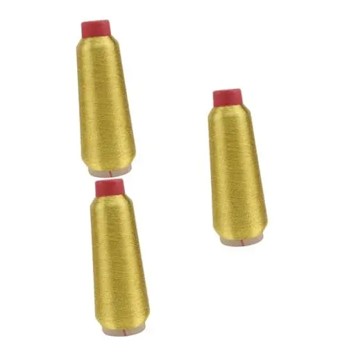 Produktbild: STOBOK 3st Goldspule Nähgarnspulen Aus Polyester Metallischer Seidenfaden Nähgarn-set Kreuzstich-kits Glitzerstickerei Kinderanzug Computerzubehör Embryolyse Goldlinie Maschine 150d