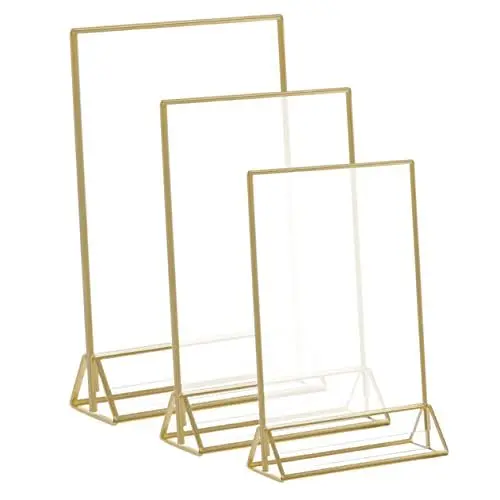 Produktbild: STOBOK 3st Vertikales Deck Transparenter Displayhalter Präsentationsständer Mit Metallbasis Werbepapierständer Tischmenühalter Tischschildanzeige Metallständer Acryl Beschilderung Foto