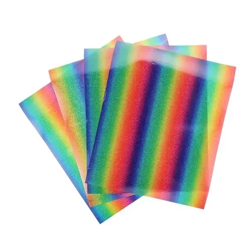 Produktbild: STOBOK 4blätter Rainbow Glitter Transferfolie Für Kleidung Vinyl Druckfolie Elastisch Und Waschbar Einfach Zu Handhaben Für Kreative Projekte Und Personalisierte Designs