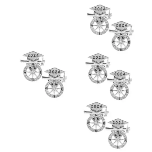 Produktbild: STOBOK 4 Sätze Abschlussbrosche Metall-brosche Broschen Für Kleidung Graduierung Anstecknadel Abschlussfeier Brosche Abschluss-brosche Grad-cap-brosche Wäscheklammer Silver 2 Stück * 4