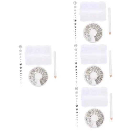 Produktbild: STOBOK 4 Sätze Imitationsperle flacher Diamant edelsteine schmucksteine gems weiße flache Perlen Strasssteine ​​für Nägel Handy-Zubehör Halbkreisförmige Perle Perlen für Haarnadel Glas