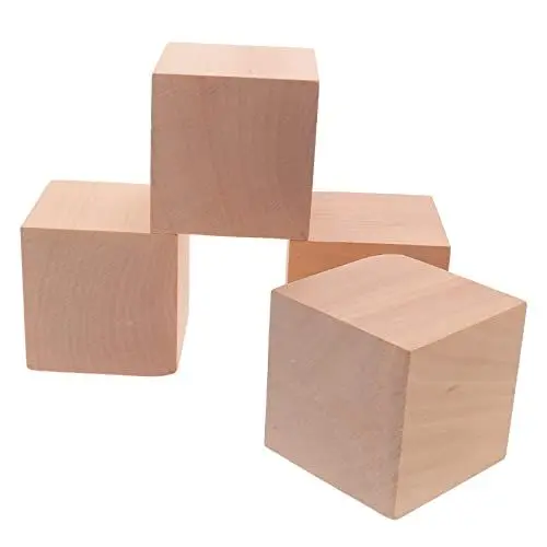 Produktbild: STOBOK Bastelblöcke 4 Stück Unfertige Holzwürfel Holzblöcke Zum Bauen und Kreativen Spielen