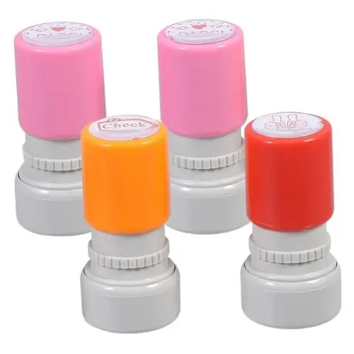 Produktbild: STOBOK 4 Stück Cartoon-Kapitel fördern Lehrer muss haben Bewertungsstempel kinder stempel kinderstempel Briefmarken Stempel aus Kunststoff Belohnungsstempel für Lehrer Multifunktion Tinte