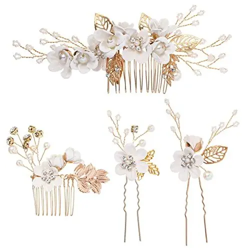 Produktbild: STOBOK 4 Stück Braut Haarkamm Clips Perle U-Förmige Haarspangen Hochzeit Kristall Braut Haarspangen Für Und Mädchen Haarschmuck