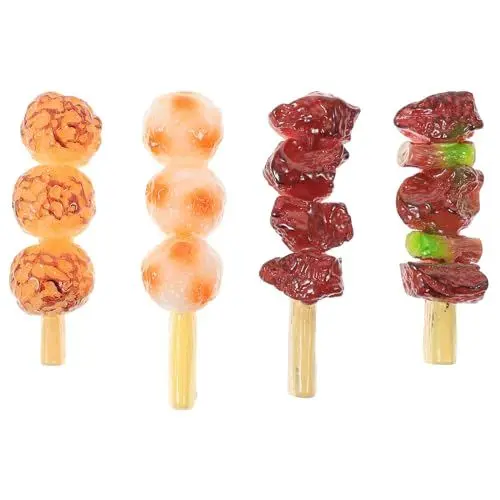 Produktbild: STOBOK 4 Stück Saiten Kinderspielzeug Lebensechtes Fleischdekor Tu So, Als Würdest Du Essen Spielen Spielset Mit Essen Für Kinder Grillfleischspielzeug Markt Vor Sache Künstlich Einkaufen