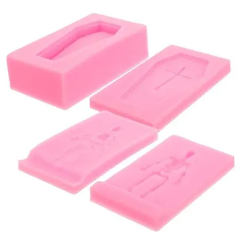 Produktbild: STOBOK 4 Stück Sargform bastelzeug bastelst bastel material soap mold seifengiessformen knochen Form zur Kerzenherstellung Formen zur Herstellung von Skeletten aus Silikon Kieselgel Rosa