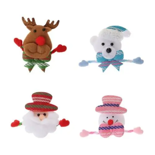 Produktbild: STOBOK 4 Stücke LED Weihnachten Brosche Weihnachtsmann Anstecknadel Pins Rentier Schneemann Blinkende Anstecker Abzeichen Leuchtspielzeug Mitgebsel Spielzeug für Party Kinder