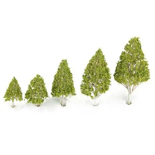 Produktbild: STOBOK Gartendekoration 5 Stück Neuartige Mini-pappel-modellbäume Weiße Dekorative Bäume Hellgrüne Blätter Für Die Landschaft