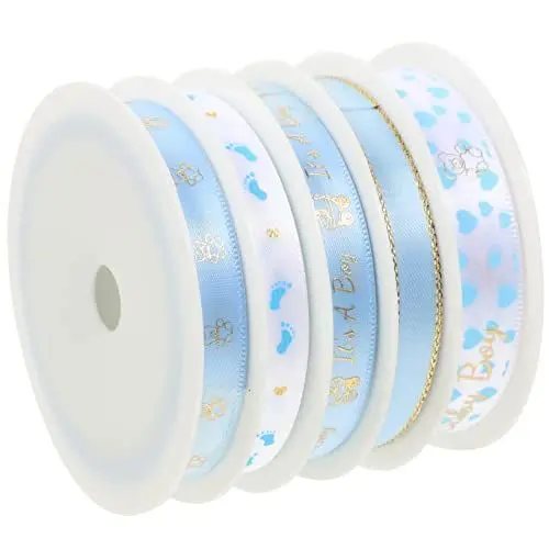Produktbild: STOBOK 5 Rollen Multifunktions-wickelband Zum Verpacken Von Geschenken Dekoratives Festliches Partyzubehör Goldgeprägtes Satin-bastelband