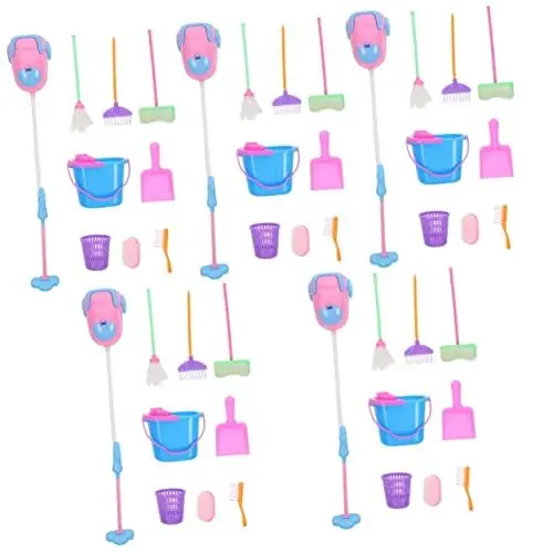 Produktbild: STOBOK 5 Sätze Puppenreinigungswerkzeug Reinigungsmittel Kinder-reinigungswerkzeug-Spielzeug Staubsauger Für Kinder Putzeimer Für Kleinkinder Baby Plastik Puzzle Produkte Für Kinder