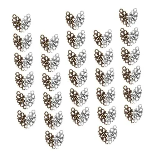 Produktbild: STOBOK 60st Retro-anhänger Charms-anschlüsse Blumenohrringe Armbandanhänger Armband Für Charms Halskette Diy Stecker Schmuck Dekorationsmaterial Legierung