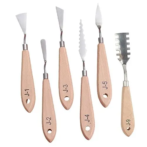 Produktbild: STOBOK 6stücke Teiliges Aus Für Malerei Mit Spachteln Neuheiten Im Design Malerei-messern Und Holzgriffen Für Ölmalerei