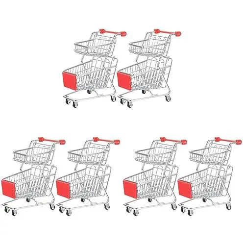 Produktbild: STOBOK 6 STK Mini-einkaufswagen Einkaufswagen-Modell Einkaufswagen-Spielzeug Mini-supermarktwagen Papagei Einkaufswagen Puppenwagen Einkaufskorb Spielen Kind Schreibtisch Schmiedeeisen