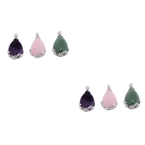 Produktbild: STOBOK 6stücke Teiliges Naturstein Kristall Halskette Plumenblüte Amethyst Rosenquarz Grüner Dolomit Eleganter Modeschmuck Für Frauen Und Mädchen Für Besondere Anlässe Und