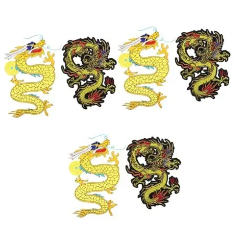 Produktbild: STOBOK 6 Stk Drachen-stickerei-patch Drachen-aufnäher Gestickte Abzeichen Handwerkliche Applikation Reparaturflicken Für Kleidung Flecken Kostümapplikationsdekor Kleideraufnäher Polyester