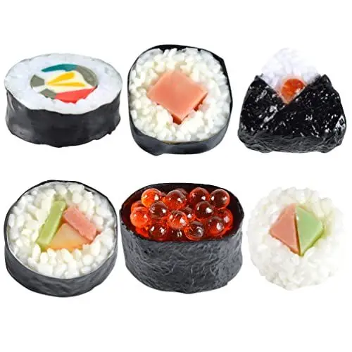 Produktbild: STOBOK 6 Stücke Künstliche Sushi Probe Simulation Realistische Lebensechte Nigiri Onigiri Dessert Reis Rolle Modell Gefälschte Lebensmittel Requisiten Für Home Kitchen Party Dekoration