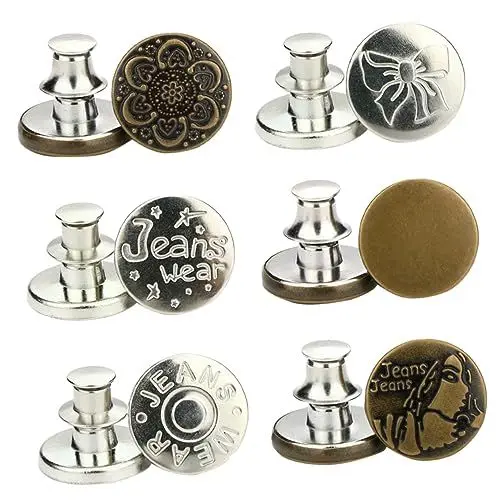 Produktbild: STOBOK 6st Schlüsselanhänger Mit Amerikanischer Flagge Jean Extender Jeansschnalle Metallknöpfe Taille Schnallen Extender Druckknöpfe Aus Metall Gürtel Niet Abnehmbar Hose Schwangere Frau