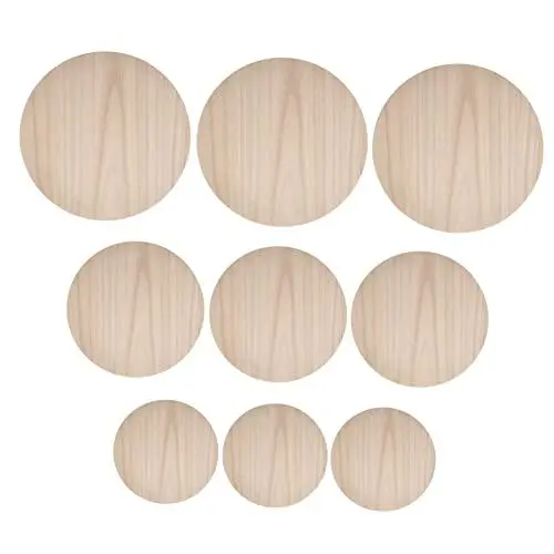 Produktbild: STOBOK 9pcs Natürliche Holz Kreis Ausschnitte Dekorative Holz Scheiben Hochzeit Party Urlaub Handwerk Dekorationen