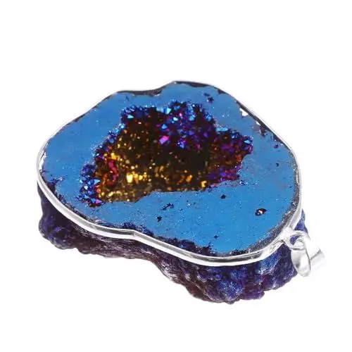 Produktbild: STOBOK Achat Anhänger Schmuckanhänger Charms zum Basteln von Schmuck Anhänger aus Naturstein edelsteine Kristall-Geoden-Achatstein Achat-Stein-Anhänger Halskette