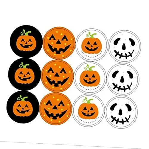 Produktbild: STOBOK Dekorative Aufkleber 120st Halloween-aufkleber Zum Basteln Kürbis-aufkleber Runde Aufkleber Kinderaufkleber Kreis Aufkleber Kürbisaufkleber Avatar-aufkleber Runden Schmücken