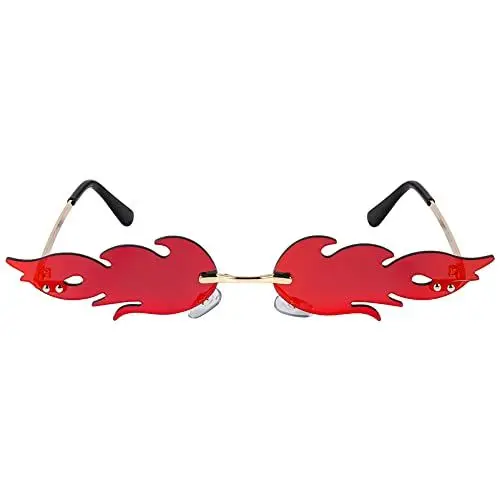 Produktbild: STOBOK Feuer Flamme Sonnenbrille Randlose Welle Sonnenbrille Neuheit Flamme Sonnenbrille für Frauen Männer
