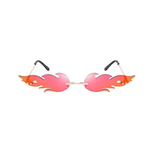 Produktbild: STOBOK Flamme Sonnenbrille Neuheit Partybrille Damen Herren Mode Rahmenlos Unisex Brille Rot Lens Punk Maskerade Summer Party Musikfestival Kostüme Schmuck Zubehör