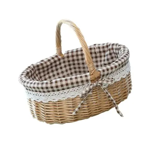 Produktbild: STOBOK Früchtekorb Handgefertigte Aufbewahrungskorb Wicker Material für Langlebigkeit geflochtene Decke großer Korb mit Deckel Brotbehälter Aufbewahrungskorb für Bambus Coffee