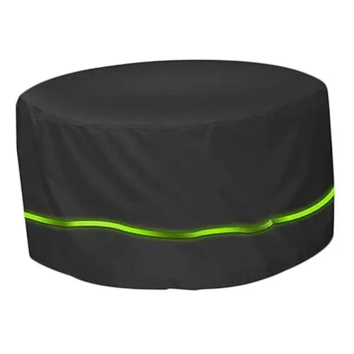 Produktbild: STOBOK Gartenbox Wasserdicht Gartentischabdeckung Rund Wasserdicht Schutzhülle Für Gartenmöbel Schwarz Robust Uv Beständig 120cm Durchmesser Outdoor Schutzplane Wetterfest Tischabdeckung