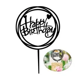 Produktbild: STOBOK Geburtstag Kuchen Topper mit Happy Birthday Acryl Spiegel Cake Decoration für Geburtstags Party Dekoration (schwarz)