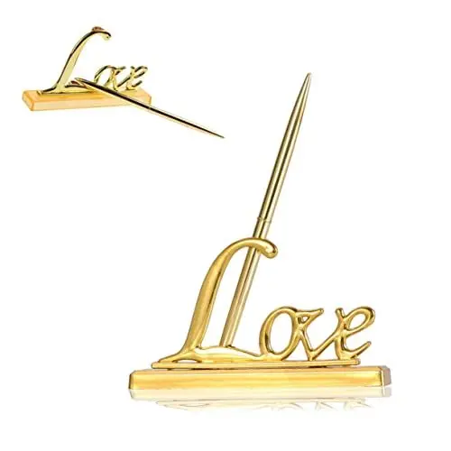 Produktbild: STOBOK Goldene Hochzeit Stifthalter Stift Unterschreiben Buch Stift Halter Kugelschreiber Zur Trauung Hochzeitsgästebuch Mit Kugelschreiber Gästebuch Hochzeitsfeier Liebe Braut
