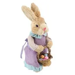 Produktbild: STOBOK Hase Figur Stroh Hase Deko Osterhase Kaninchen Osterdeko Desktop Häschen Ornament Rustikale Landhausstil Ostern Frühling Festival Party Büro Zuhause Wohnzimmer Dekoration Stil C