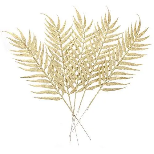 Produktbild: STOBOK Künstliche Weihnachten Picks Glitzer Blätter Stängel Golden 40cm Vasen Dekozweige Blumenstrauß Kranz DIY Kunstpflanze Zweige 5 STK Weihnachten Hochzeit Garten Party Dekoration