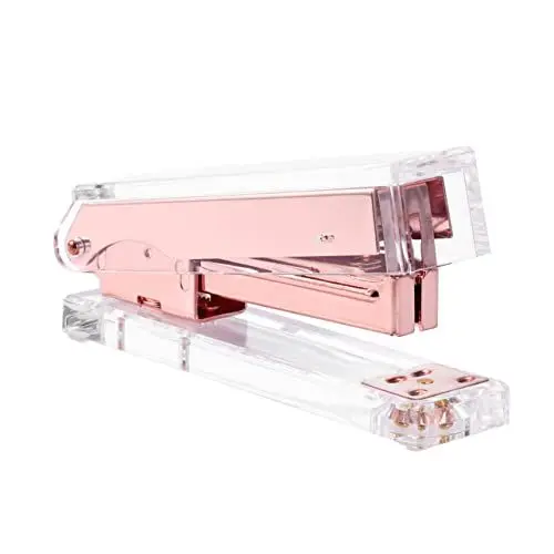 Produktbild: STOBOK Mode Acryl Aufhellen Mini Für Grundnahrungsmittel Klar Gold Schule Rose Klassisch Toll Büro Schreibtisch Schüler Schreibtisch Zubehör Damen Design Stationär Zubehör Hefter