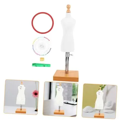Produktbild: STOBOK Kleid Kleid Sommer Damen Nähmodell Schneiderpuppen Nähen Mini-puppenkleid-schaufensterpuppe Kleiderbügel Wohnkultur Ausstellungsregale Dekoration Desktop-stehende Schaufensterpuppe