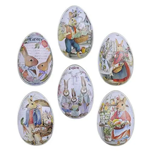 Produktbild: STOBOK Plätzchendose Ostern Gebäckdose Ostereier zum Befüllen Pralinendose Weißblech Leere Dosen Süßigkeiten Kästen 6 Stück Mittel Bonbons Kekse Snack Gebäck Vorratsdosen Geschenkverpackung