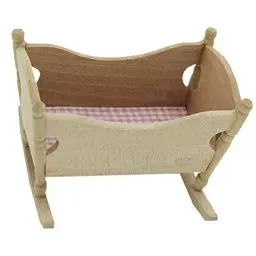 Produktbild: STOBOK Puppenhaus Miniatur Baby Cradle Puppe Krippe Bett Mini Hölzerne Wiege Spielzeug Pretend Spielen Spielzeug Puppenhaus Möbel Zubehör Dekorationen