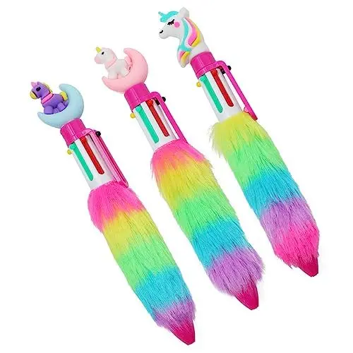 Produktbild: STOBOK Stifte Für Kinder 3 Stück Einhorn- Stifte Für Plüsch-Cartoon-Stifte Bunte Stifte Niedliche Stifte Große Cartoon-Regenbogen-Stifte Mehrere Farbstifte In Einem