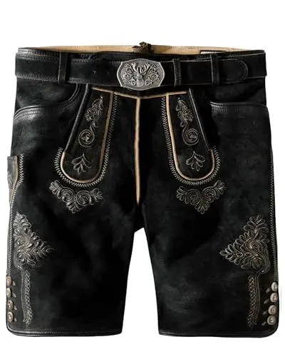 Produktbild: Stockerpoint Herren Lederhose Bertl I Größe 44-64 I Bequeme Trachtenhose in edler Hirschoptik mit Gürtel I Aus 100% hochwertigem Wildbockleder I Perfekt für Trachten & Festlichkeiten
