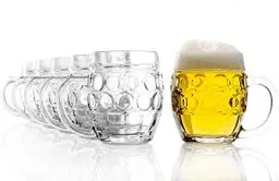 Produktbild: Oberglas Tübinger Augenkanne Bierkrug ohne Druckfläche/Schild I 6er Set Bierkrüge 500 ml mit Füllstrich I Stabiler Bier Krug I Biergläser aus Soda Lime Glas I Bierseidel Spülmaschinengeeignet