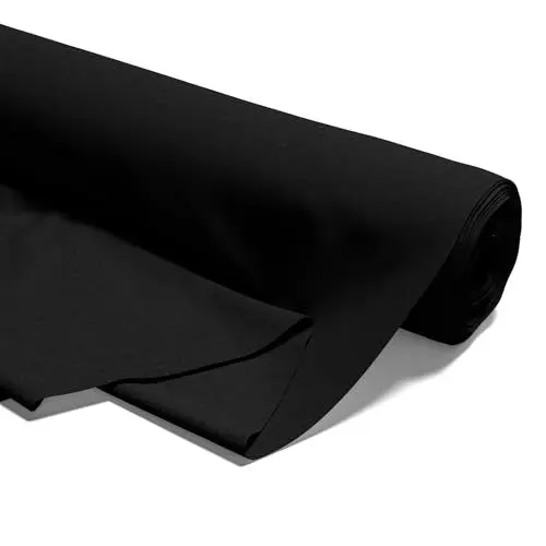 Produktbild: Stoff Meterware Baumwollstoff 1 M x 160 cm - Stoffe zum Nähen aus reine Baumwolle Fabric Futterstoff Dekostoff für Patchwork Canvas und Sewing Nähstoff 2. Schwarz