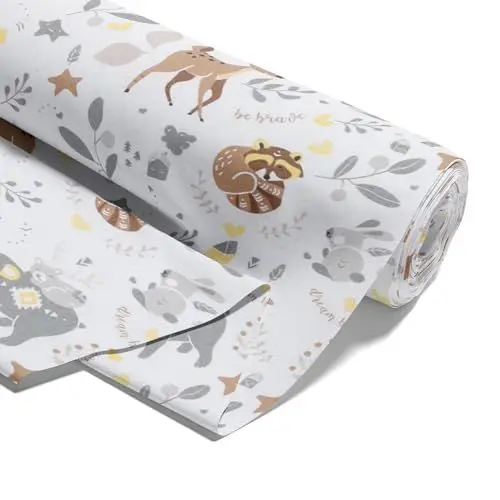 Produktbild: Stoff Meterware Baumwollstoff 2 M x 160 cm - Stoffe zum Nähen aus reine Baumwolle Fabric Futterstoff Dekostoff für Patchwork Canvas und Sewing Nähstoff Hirsch
