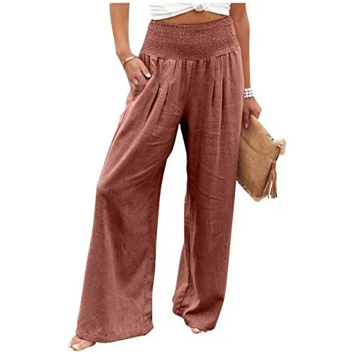 Produktbild: Stoffhose Damen Leinenhose Damen Sommer Blau Hosenanzug Damen Sportlich Lässig Weite Hose Damen Sommer 7/8 Weiße Leinenhose Damen Sommer Fashion Jeanslatzhose Damen(Rot,XL)