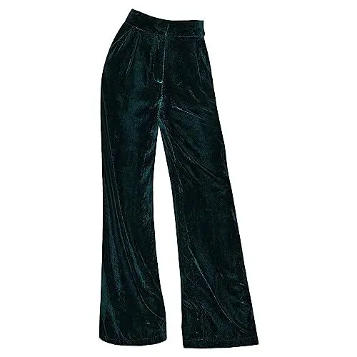 Produktbild: Stoffhose Damen Schwarz Business Gr 46 Culotte Damenhosen Europäische und amerikanische Damen-Goldener Samt, schlaffe, Weite Beinhosen, lockere Freizeithosen Schwarze Damen Hosen Elegant (AG, L)