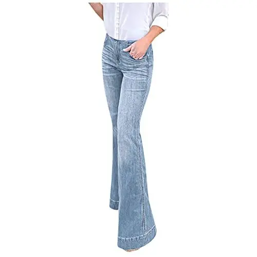 Produktbild: Stoffhose Damen Schwarz Business Gr 46 Schuhe Stretch Jeans Lange Denim Hot Jeanshose schlank Taillenumfang Frauen Damenjeans Stoffhose Damen Schwarz Business Gr 46 Schuhe (Light Blue, XXXXL)