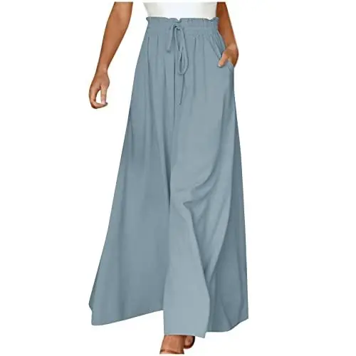 Produktbild: Stoffhose Schwarz Damen Hose Mit Gummizug Damen Marlenehose Damen Elegant Damen Sommer Hosen Sommerhose Mädchen Dünne Sommerhose Musselin+Hose+Damen Weite Leinenhose Sommerhose Große Größen Damen