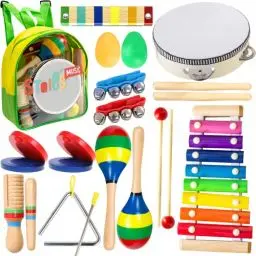 Produktbild: STOIE'S Musikinstrumente Kinder ab 3 Jahre 19-teiliges Montessori Instrumente Kinder Rasseleier Baby Klanghölzer Musikspielzeug Trommel Musik Instrumenten